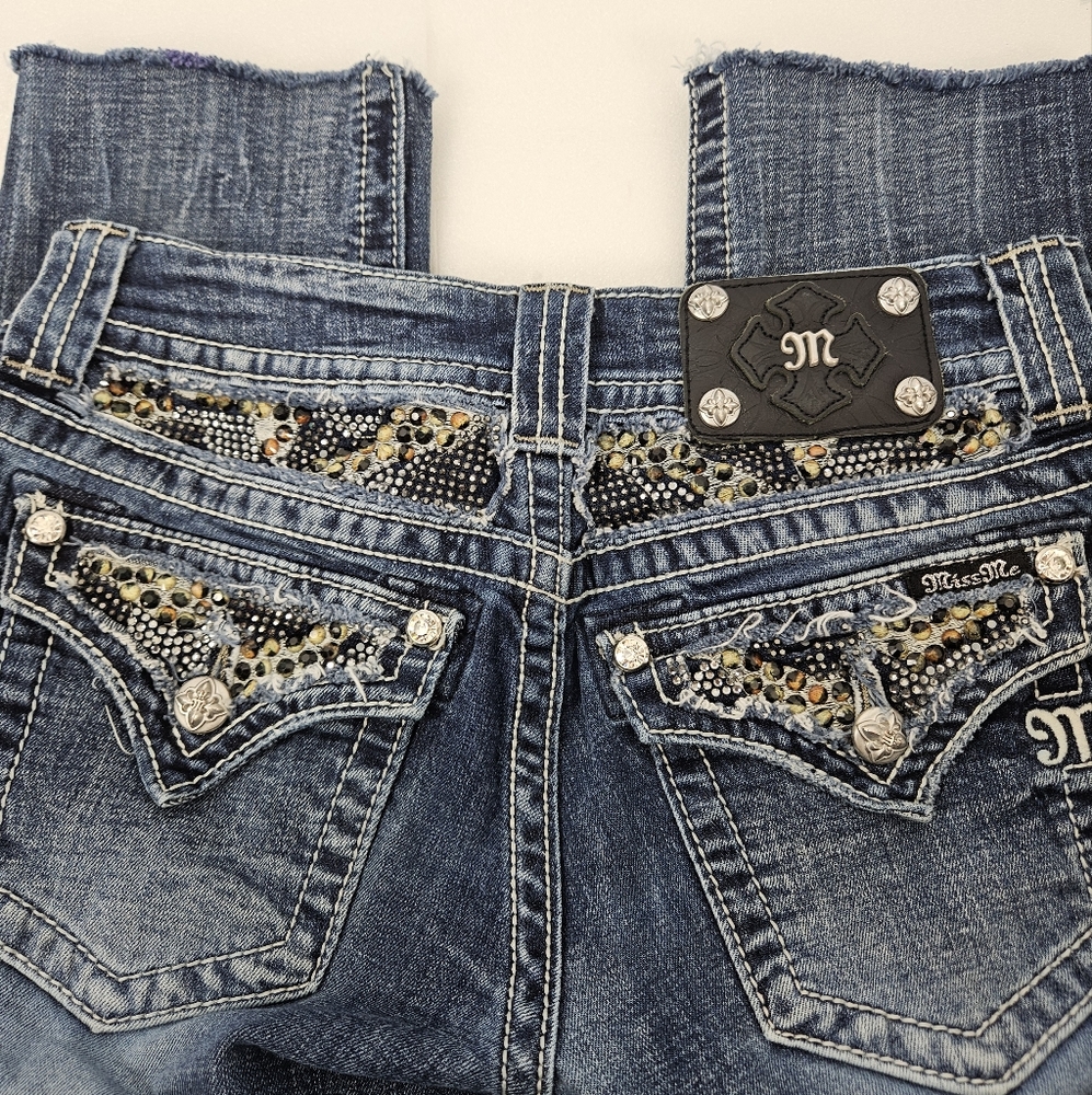Miss Me JP5801S skinny capri jeans with rhinestones size 27